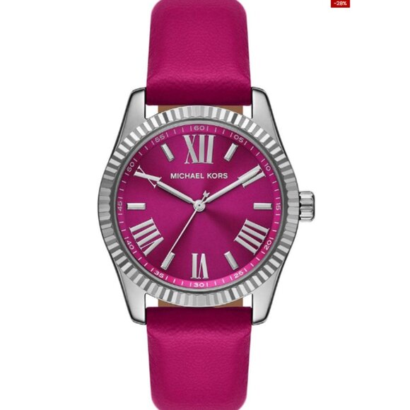 MICHAEL KORS MK4749 LEXINGTON PINK DIAL PINK LEATHER STRAP WOMENS WATCH